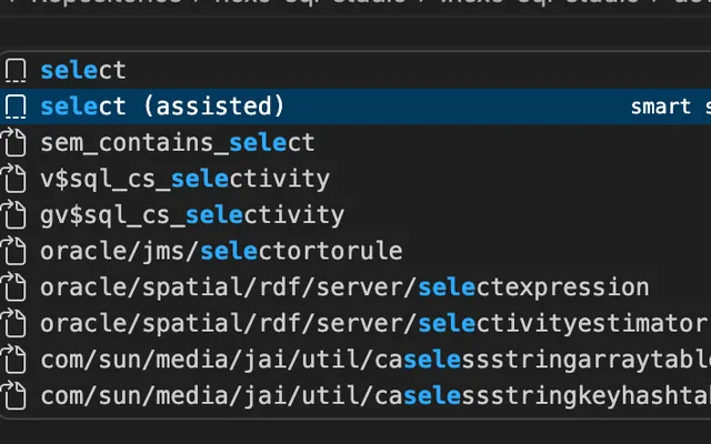 Nexo SQL Studio worksheet showing AI-assisted Oracle SQL generation suggestions in VS Code.