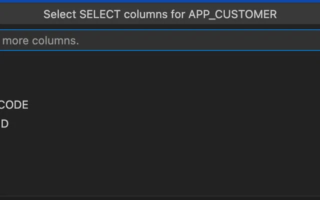 Assisted select statement generation with easy column and join selections.