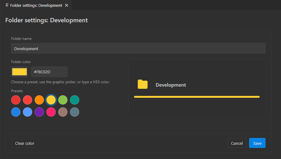 Folder Settings Get a Dedicated UI