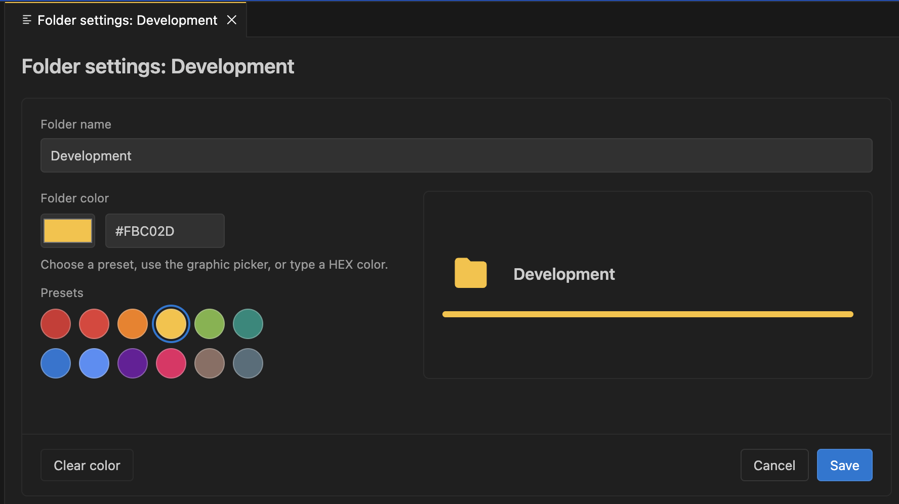 Folder Settings Get a Dedicated UI screenshot