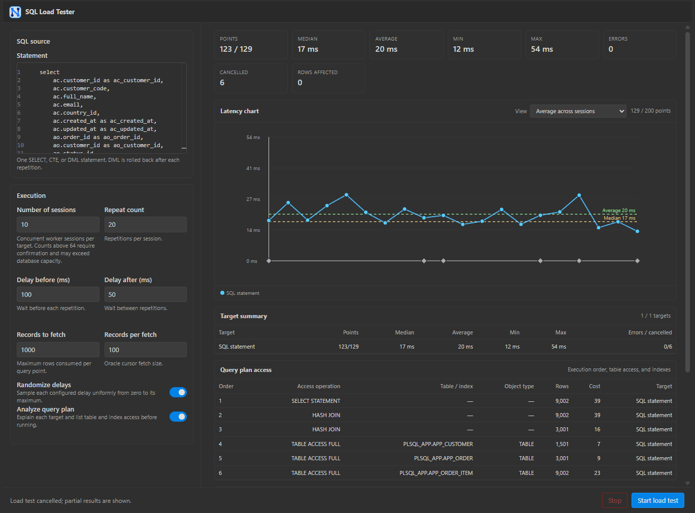 SQL Load Tester a VS Code screenshot